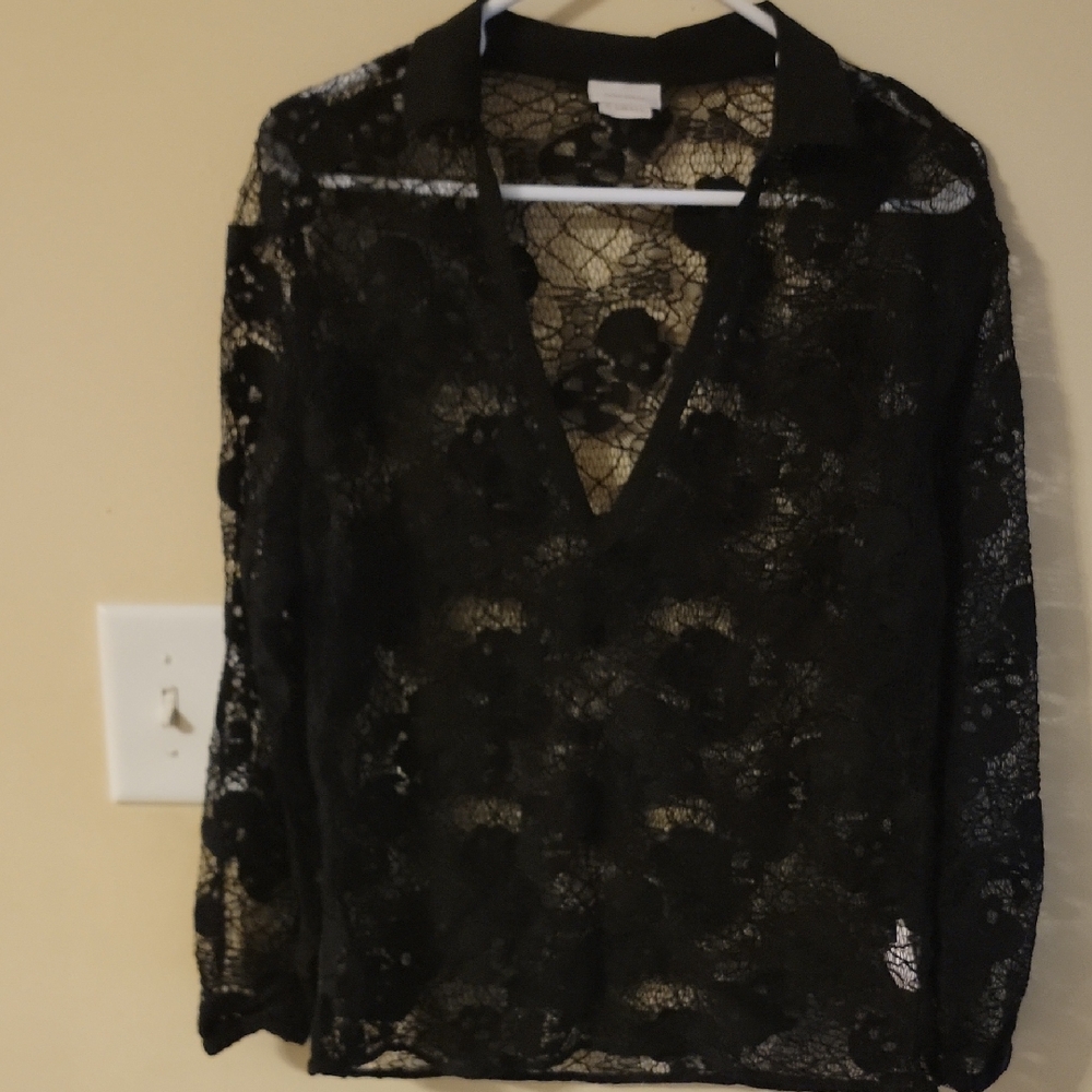 Elegant Black Lace Women's Top